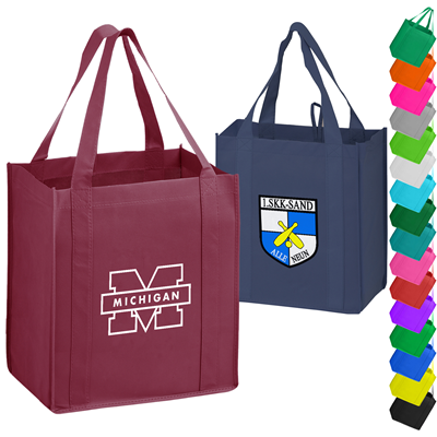 HEAVY DUTY 100GSM NON-WOVEN GROCERY TOTE BAG with Gusset (13 Inch x 15 Inch x 10 Inch)