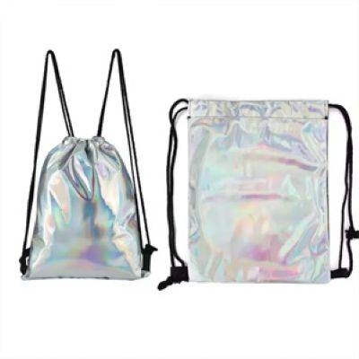 HOLOGRAPHIC LASER IRIDESCENT DRAWSTRING BACKPACK RUCKSACK