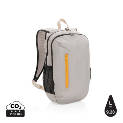 IMPACT AWARE™ 300D RPET CASUAL BACKPACK RUCKSACK in White, Orange - PROMOTIONAL CORPORATE GIFT