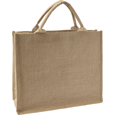 JUTE SHOPPER TOTE BAG in Brown