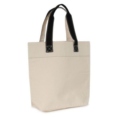 KAA 100% NATURAL CANVAS ECO SHOPPER 16OZ TOTE BAG with Medium Dyed Black Canvas Handles - PROMOTIONAL CORPORATE GIFT
