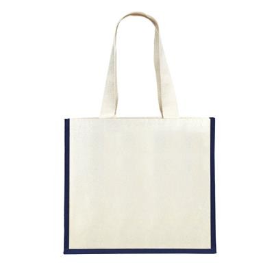 KONGONI BLUE 100% COTTON ECO SHOPPER 10OZ TOTE BAG with Dyed Gusset & Long Handles
