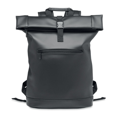 LAPTOP PU ROLLTOP BACKPACK RUCKSACK in Black