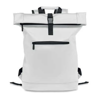 LAPTOP PU ROLLTOP BACKPACK RUCKSACK in White