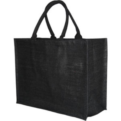 LARGE BLACK JUTE BAG with 40Cm Cotton Web Handles