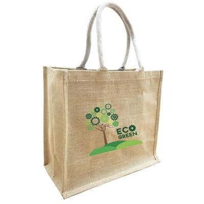 LARGE NATURAL JUTE LANDSCAPE SUSTAINABLE SHOPPER TOTE BAG FOR LIFE with Extra Large Gusset