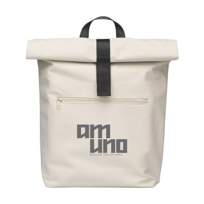 LENNON RCS RECYCLED ROLL-TOP BACKPACK RUCKSACK in Beige