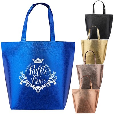 LUXURIOUS METALLIC NON-WOVEN SHOPPER TOTE BAG