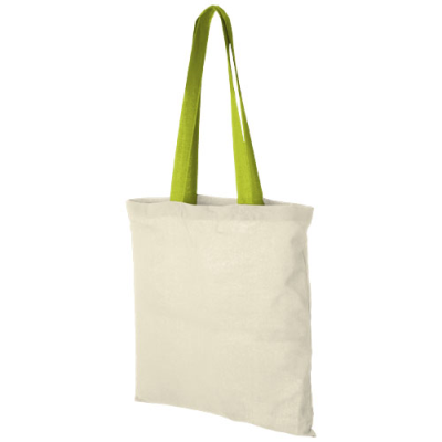 NEVADA 100 G & M² COTTON TOTE BAG COLOUR HANDLES 7L in Natural & Lime