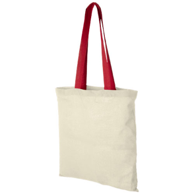 NEVADA 100 G & M² COTTON TOTE BAG COLOUR HANDLES 7L in Natural & Red