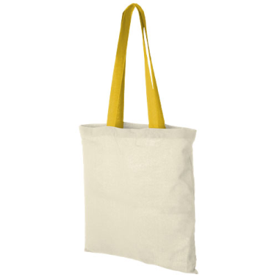 NEVADA 100 G & M² COTTON TOTE BAG COLOUR HANDLES 7L in Natural & Yellow