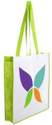 NON WOVEN BAG with Colour Gusset in Green