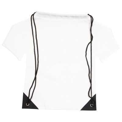 NYLON TEE SHIRT DRAWSTRING BAG in White - PROMOTIONAL CORPORATE GIFT
