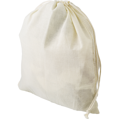 ORGANIC COTTON DRAWSTRING MESH BAG in Khaki