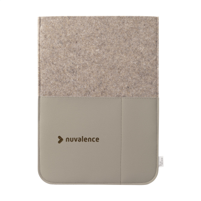 RECYCLED FELT & APPLE LEATHER LAPTOP SLEEVE 16 INCH in Taupé