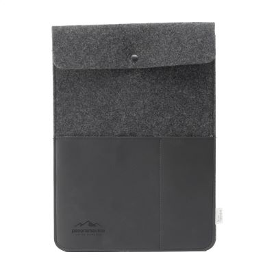 RECYCLED FELT & APPLE LEATHER LAPTOP SLEEVE PLUS 16 INCH in Black