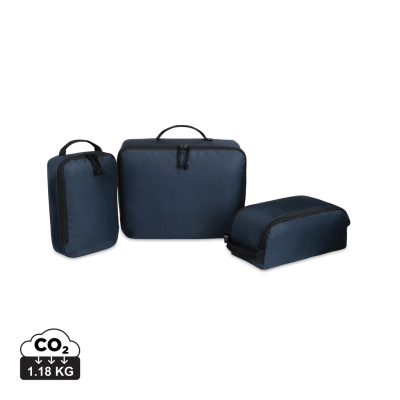 RENEW AWARE™ RPET 3 PIECE PACKING CUBE SET in Navy - PROMOTIONAL CORPORATE GIFT