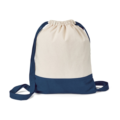 ROMFORD 100% COTTON DRAWSTRING BAG in Navy Blue - PROMOTIONAL CORPORATE GIFT