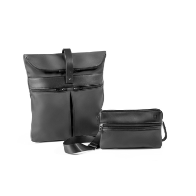 ROVER BACKPACK RUCKSACK MICROFIBRE AND PU BACKPACK RUCKSACK in Black