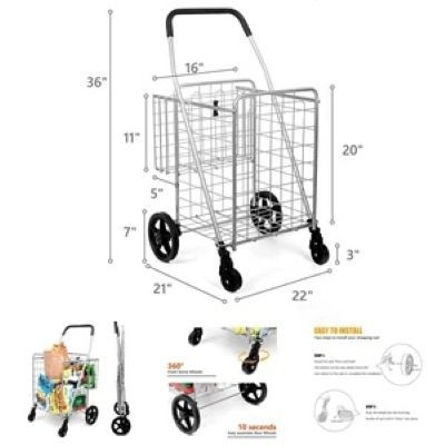 SHOPPING TROLLEY DOUBLE BASKET GROCERY MULTI-FUNCTIONAL FOLDING CART - PROMOTIONAL CORPORATE GIFT