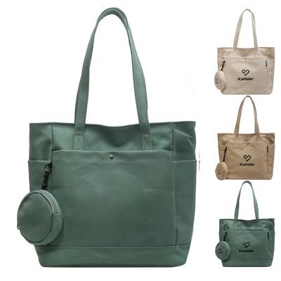 SPACIOUS COMMUTER CANVAS BAG with Pendant