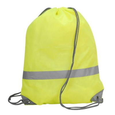 STAFFORD HIGH VISIBILITY REFLECTIVE DRAWSTRING TOTE BACKPACK RUCKSACK in Neon Fluorescent Yellow