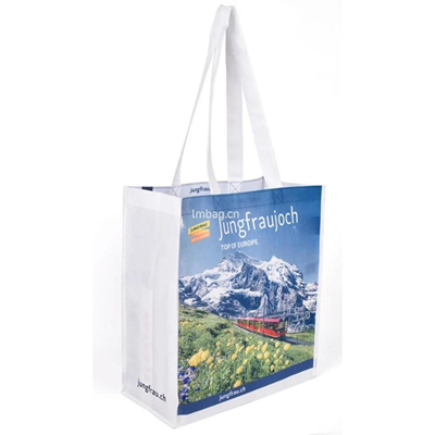 SUBLIMATED PET NON-WOVEN SHOPPER TOTE BAG with Gusset - 2 Sided 12 Inch x 13 Inch x 8 Inch
