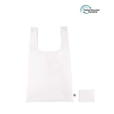 TOMBILI ECO 100% RPET FOLDING WHITE BAG with Side Gusset, Inner Pocket & Vest Handles - PROMOTIONAL CORPORATE GIFT