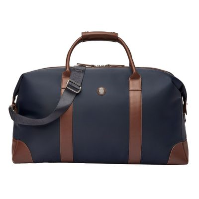 TRAVEL BAG BUTTON NAVY & BROWN