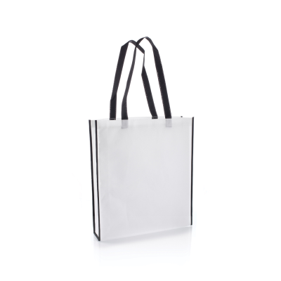 VIRGINIA NON WOVEN PP TOTE BAG in White with Black Colour Handles & Trim