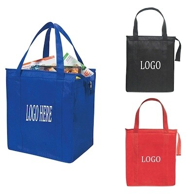 ZIPPERED NON-WOVEN SHOPPER TOTE BAG