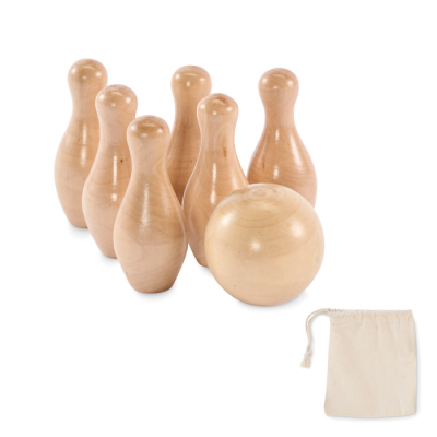 MINI PINE WOOD BOWLING SET in Brown