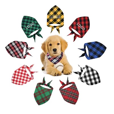PLAID PET TRIANGULAR BANDANA BIB SCARF FOR DOG AND CAT