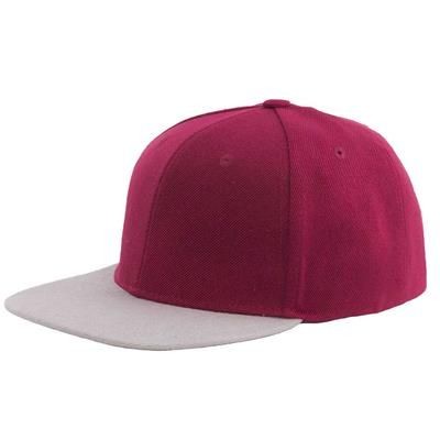 100% ACRYLIC SNAPBACK BASEBALL CAP in Maroon & Grey
