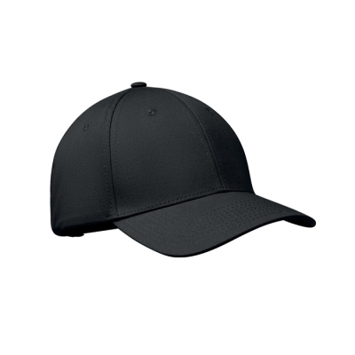 6 PANEL COTTON BASEBALL CAP in Black