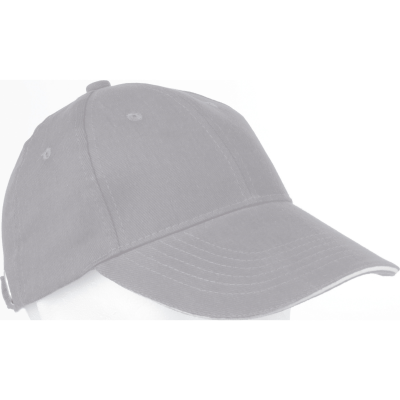 6 PANEL SANDWICH PEAK BASEBALL CAP in Grey Heavy Brushed Cotton