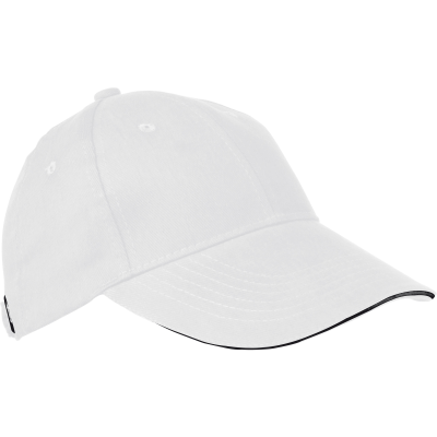 6 PANEL SANDWICH PEAK BASEBALL CAP in White Heavy Brushed Cotton
