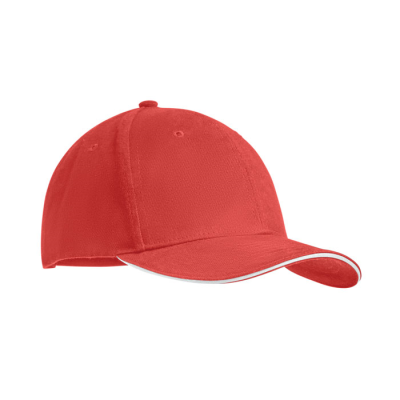 BRUSHED HEAVY COTTON 6 PANEL BA in Red
