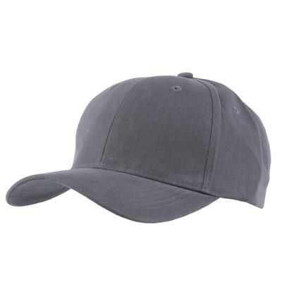 EXTRA HEAVY BRUSHED COTTON 6 PANEL BASEBALL CAP in Grey