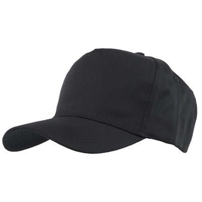 FULLY COVERED 5 PANEL BASEBALL CAP in Black