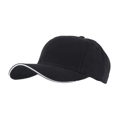 FULLY COVERED 6 PANEL BASEBALL CAP in Black & White
