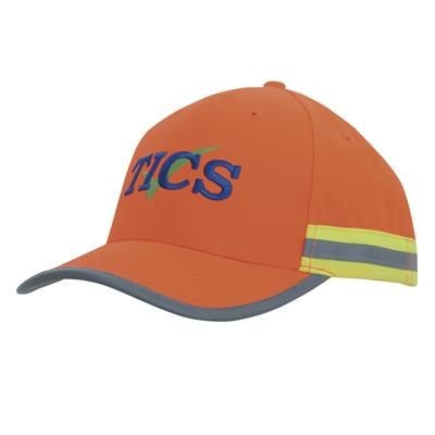 HI VIS CAP WITH REFLECTIVE TAPE