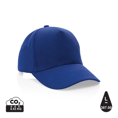 IMPACT 5 PANEL 280GR RECYCLED COTTON CAP with Aware™ Tracer in Blue