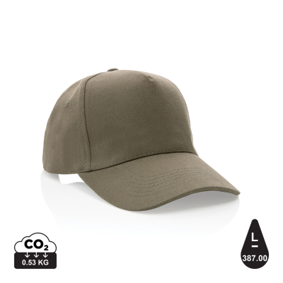 IMPACT 5 PANEL 280GR RECYCLED COTTON CAP with Aware™ Tracer in Green