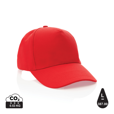 IMPACT 5 PANEL 280GR RECYCLED COTTON CAP with Aware™ Tracer in Red