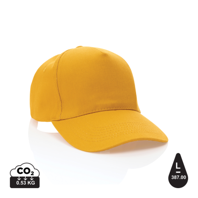 IMPACT 5 PANEL 280GR RECYCLED COTTON CAP with Aware™ Tracer in Yellow