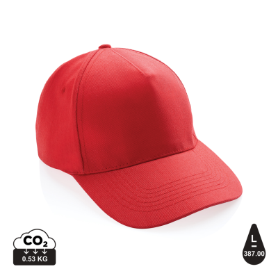 IMPACT 5PANEL 280GR RECYCLED COTTON CAP with Aware™ Tracer in Luscious Red