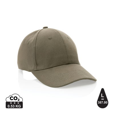 IMPACT 6 PANEL 280GR RECYCLED COTTON CAP with Aware™ Tracer in Green