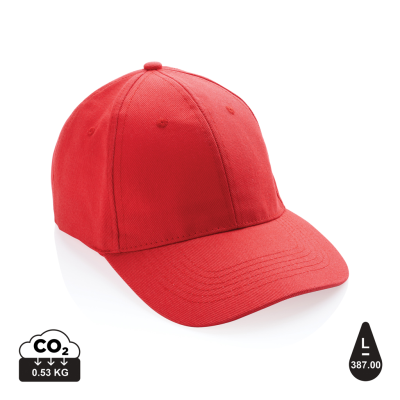 IMPACT 6 PANEL 280GR RECYCLED COTTON CAP with Aware™ Tracer in Luscious Red