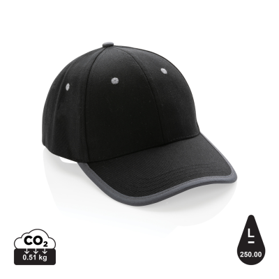 IMPACT AWARE™ BRUSHED RCOTTON 6 PANEL CONTRAST CAP 280G in Black